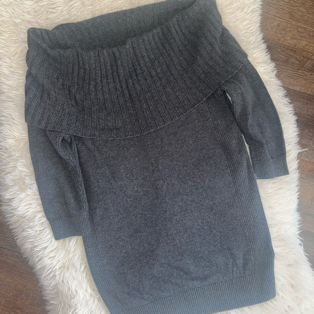 Express Gray Off-the-Shoulder Sweater